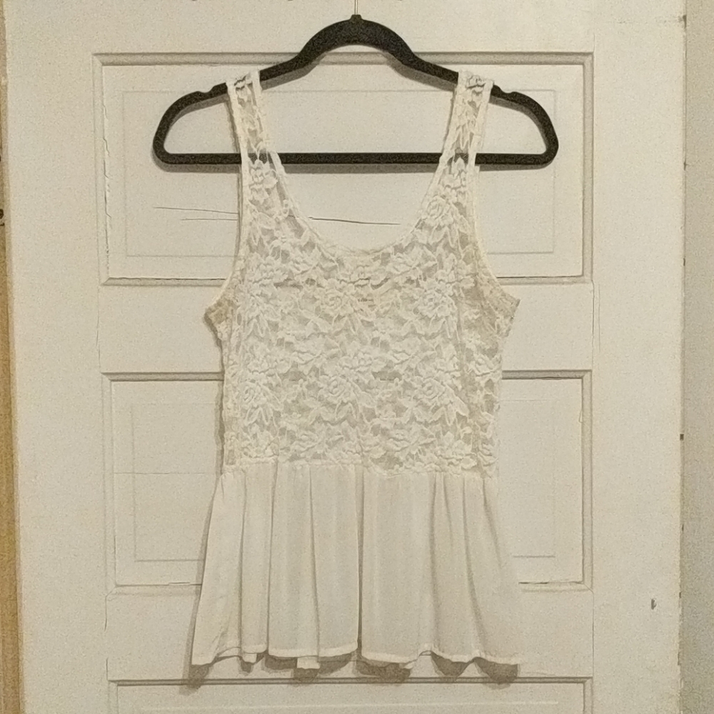White lace peplum top